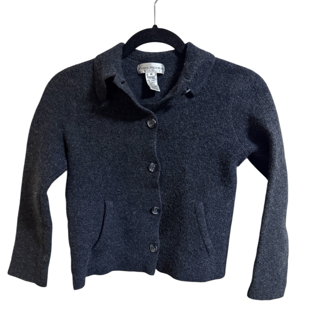 Evan Picone 100% Wool Cropped Jacket Gray Size M - Picture 2 of 9